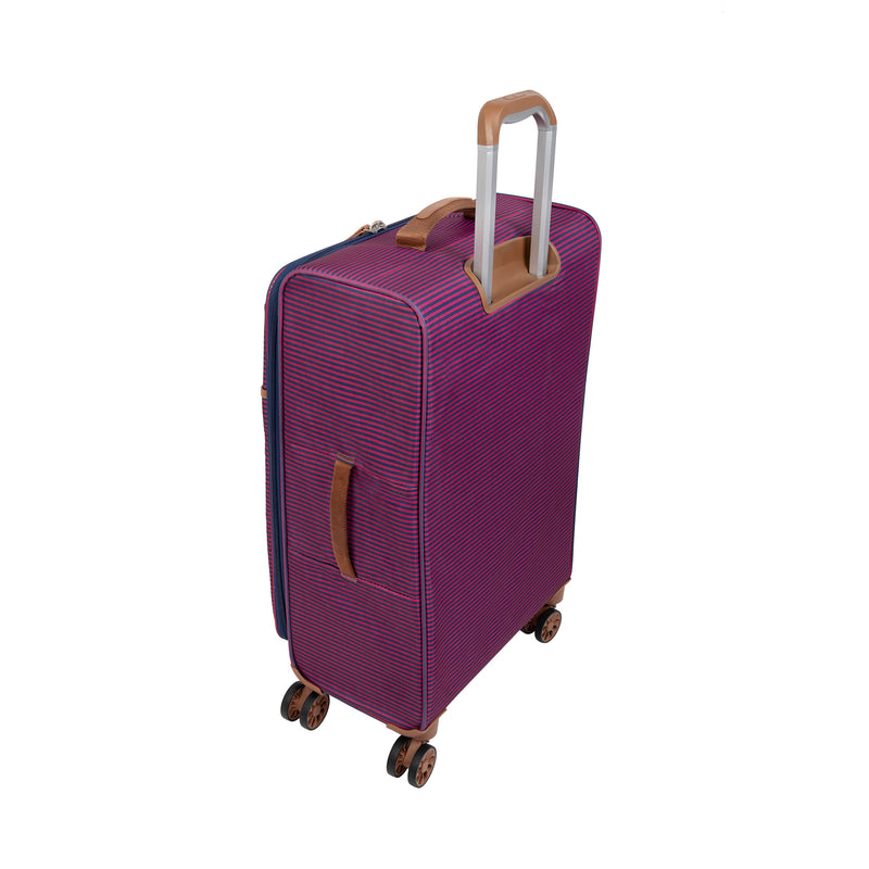 Beach Stripes 22" Softside Carry-On 8 Wheel Spinner (Blue / Pink)