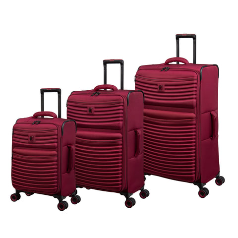 Precursor 3 Piece Softside 8 Wheel Expandable Spinner Set (Dark Red)