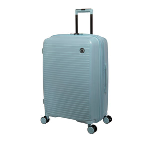 Spontaneous 25" Hardside Checked 8 Wheel Expandable Spinner (Blue Glow)