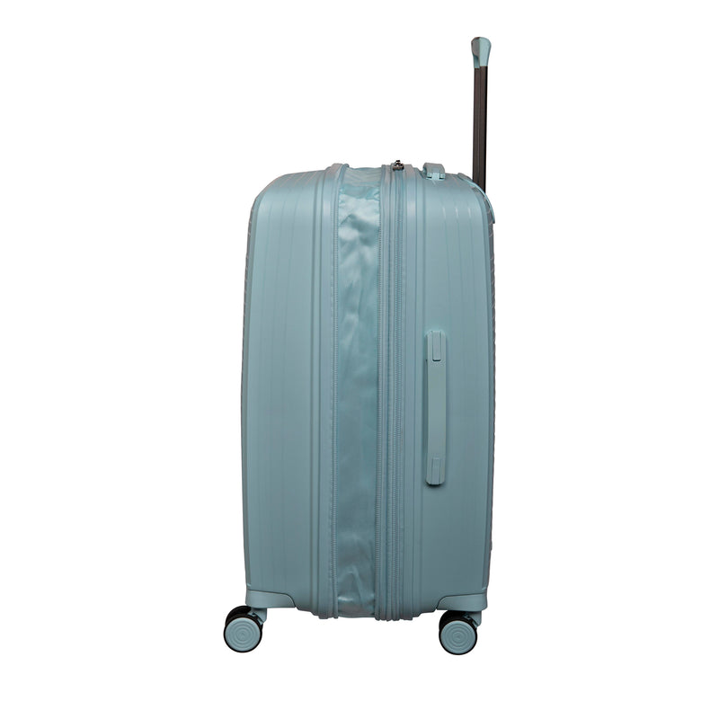 Spontaneous 25" Hardside Checked 8 Wheel Expandable Spinner (Blue Glow)