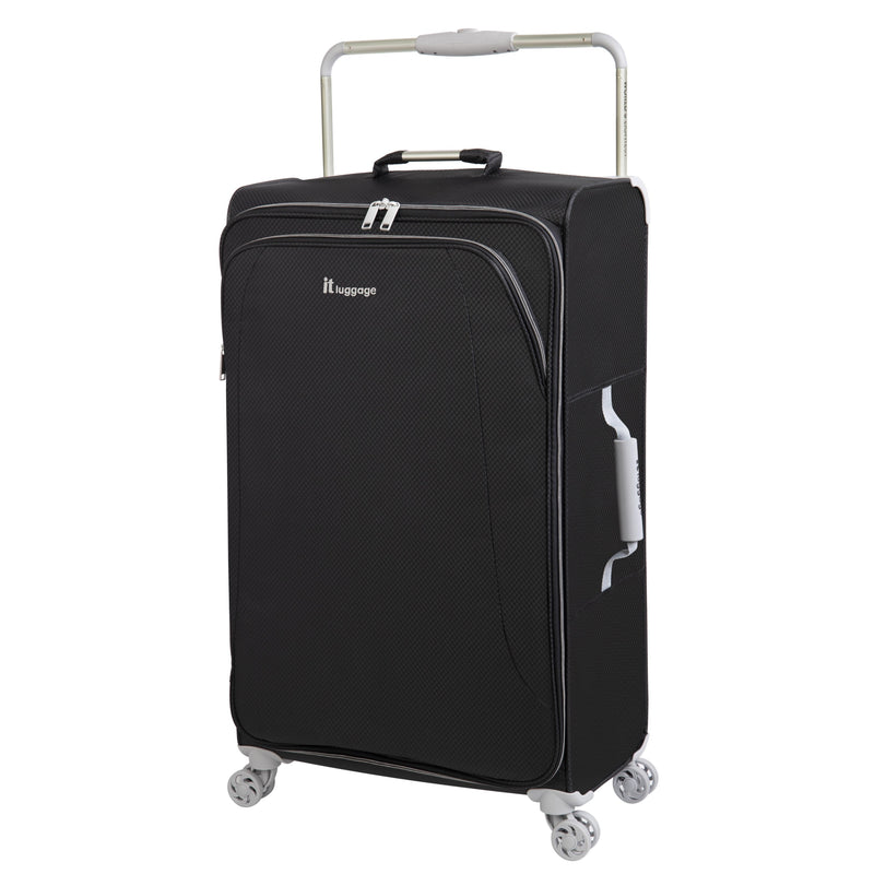 World's Lightest New York 28" Softside Checked Spinner Luggage (Black)