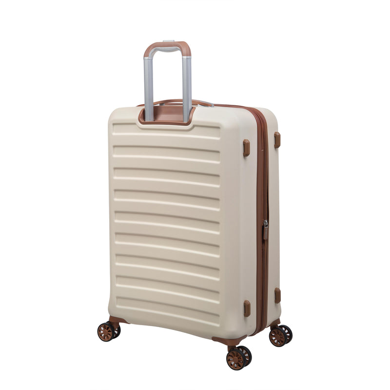 Protracting 27" Hardside Checked 8 Wheel Expandable Spinner (Cream)
