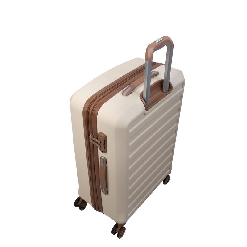 Protracting 27" Hardside Checked 8 Wheel Expandable Spinner (Cream)