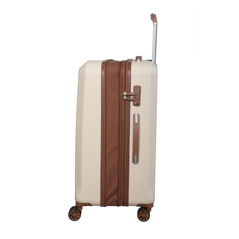 Protracting 27" Hardside Checked 8 Wheel Expandable Spinner (Cream)
