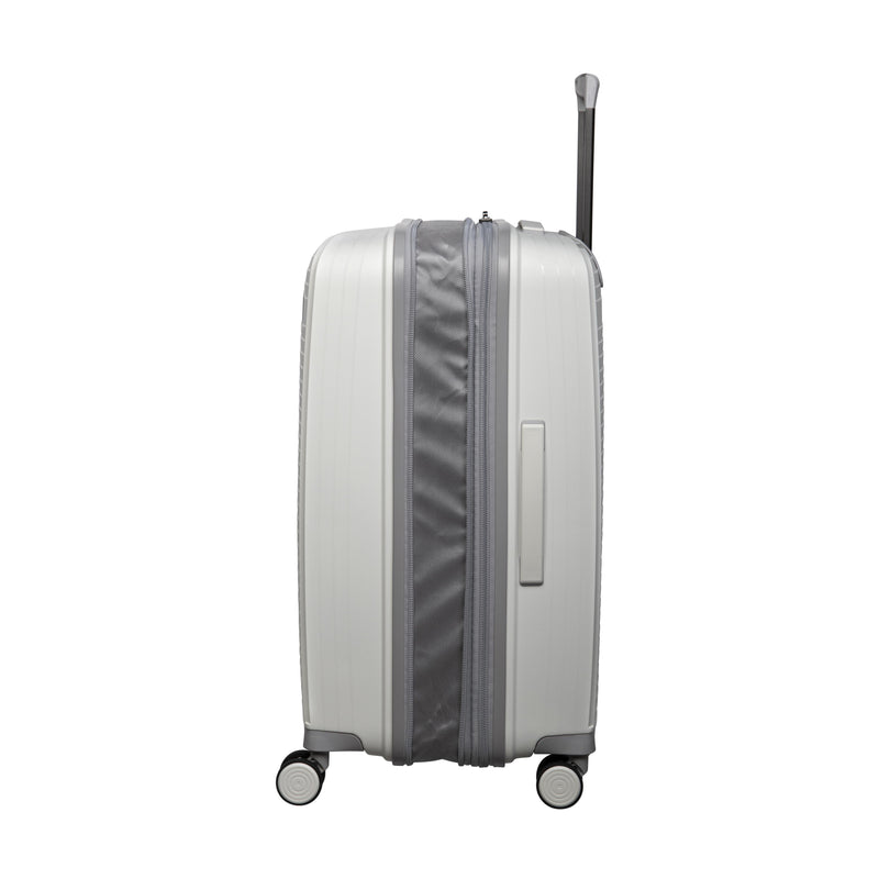 Spontaneous 27" Hardside Checked 8 Wheel Expandable Spinner (White Porcelain)