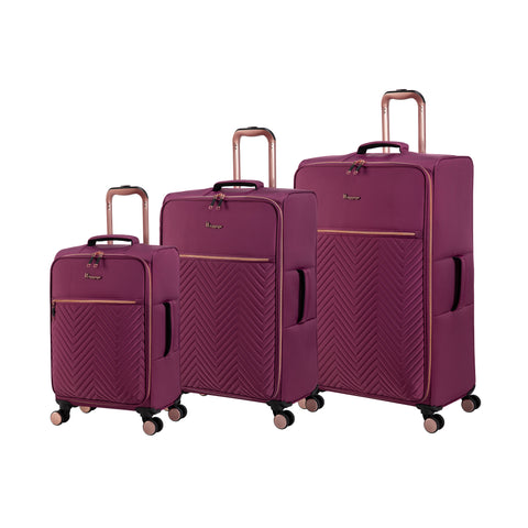 Bewitching 3 Piece Softside 8 Wheel Spinner Luggage Set (Purple Potion)