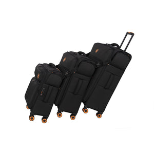 Simultaneous 3 Piece Softside 8 Wheel Expandable Spinner Set (Black)