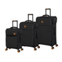 Simultaneous 3 Piece Softside 8 Wheel Expandable Spinner Set (Black)