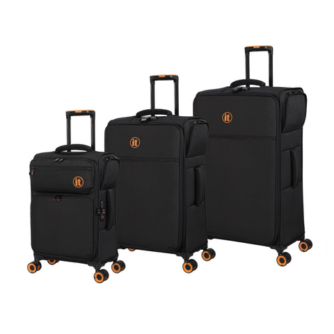 Simultaneous 3 Piece Softside 8 Wheel Spinner Set (Black)