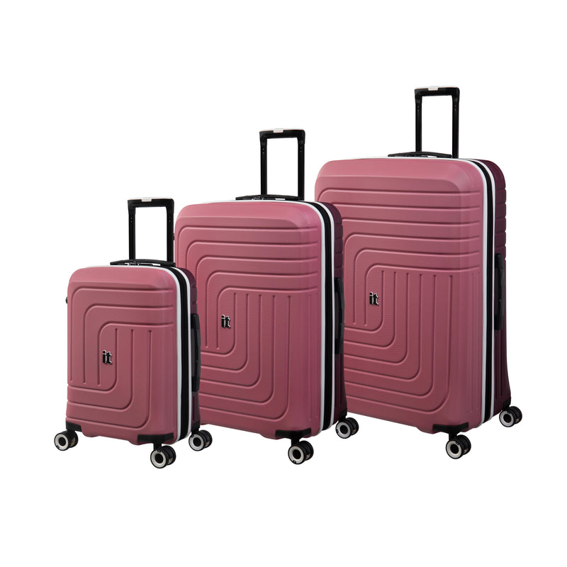 Convolved 3 Piece Hardside 8 Wheel Expandable Spinner Set (Muted Pink/Port)