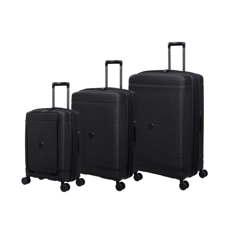 Unanimous 3 Piece Hardside 8 Wheel Expandable Spinner Set (Black)