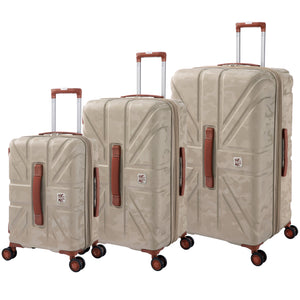 BRITBAG Okavango 3 Piece Hardside 8 Wheel Expandable Spinner Set (Beige Cement)