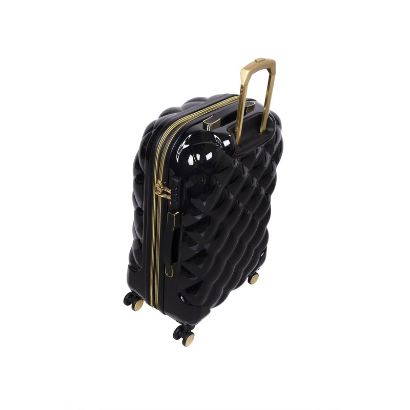 St. Tropez Trois Hardside 3pc 8 Wheel Expandable Spinner Set (Black w Gold)