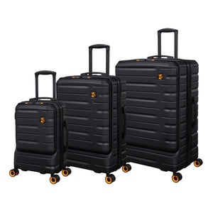 BRITBAG Congaree 3 Piece Hardside 8 Wheel Expandable Spinner Set (Black)