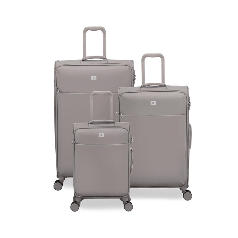 Lustrous Luxe 3 Piece Softside 8 Wheel Spinner Set (Moon Rock)