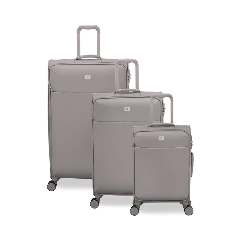 Lustrous Luxe 3 Piece Softside 8 Wheel Spinner Set (Moon Rock)