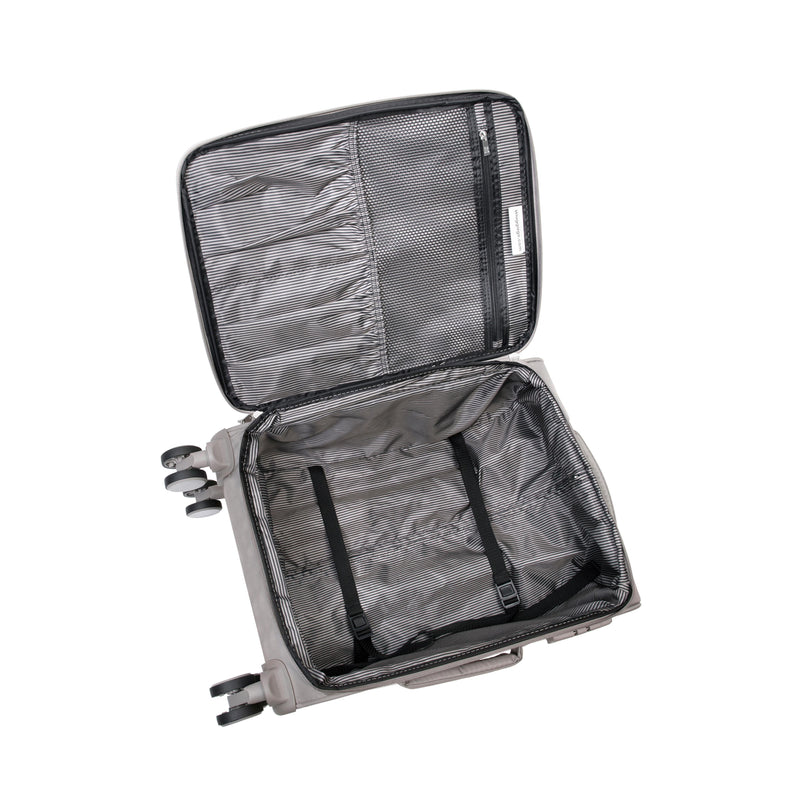 Lustrous Luxe 3 Piece Softside 8 Wheel Spinner Set (Moon Rock)