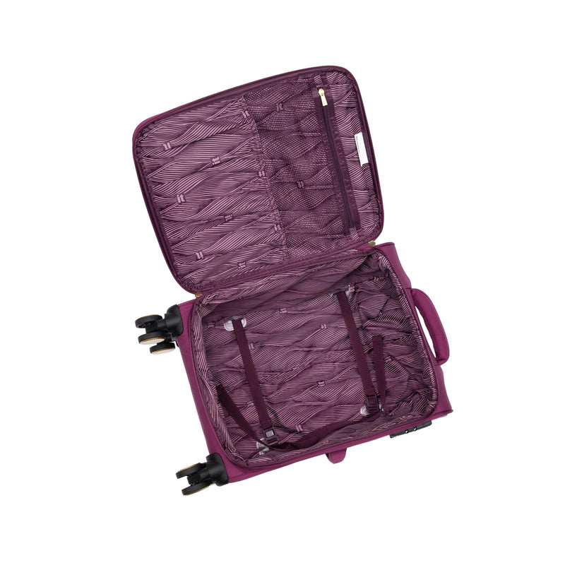 Glimmering 3 Piece Softside 8 Wheel Spinner Luggage Set (Amaranth)