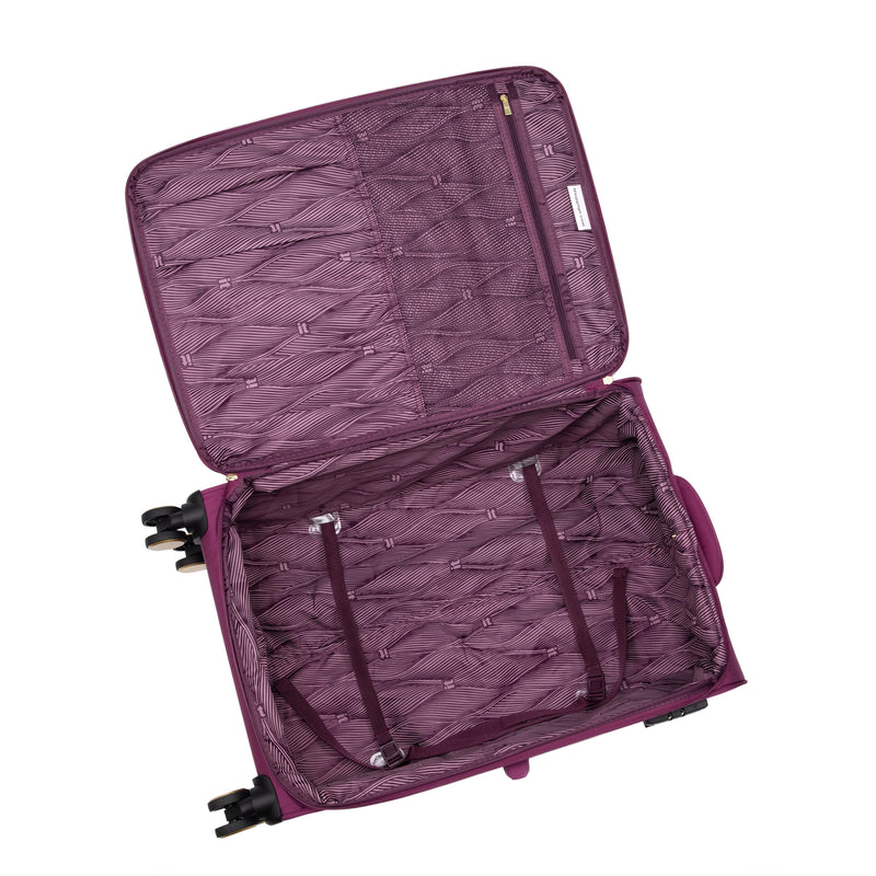 Glimmering 3 Piece Softside 8 Wheel Spinner Luggage Set (Amaranth)