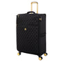 Glimmering 3 Piece Softside 8 Wheel Spinner Luggage Set (Black)
