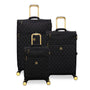 Glimmering 3 Piece Softside 8 Wheel Spinner Luggage Set (Black)