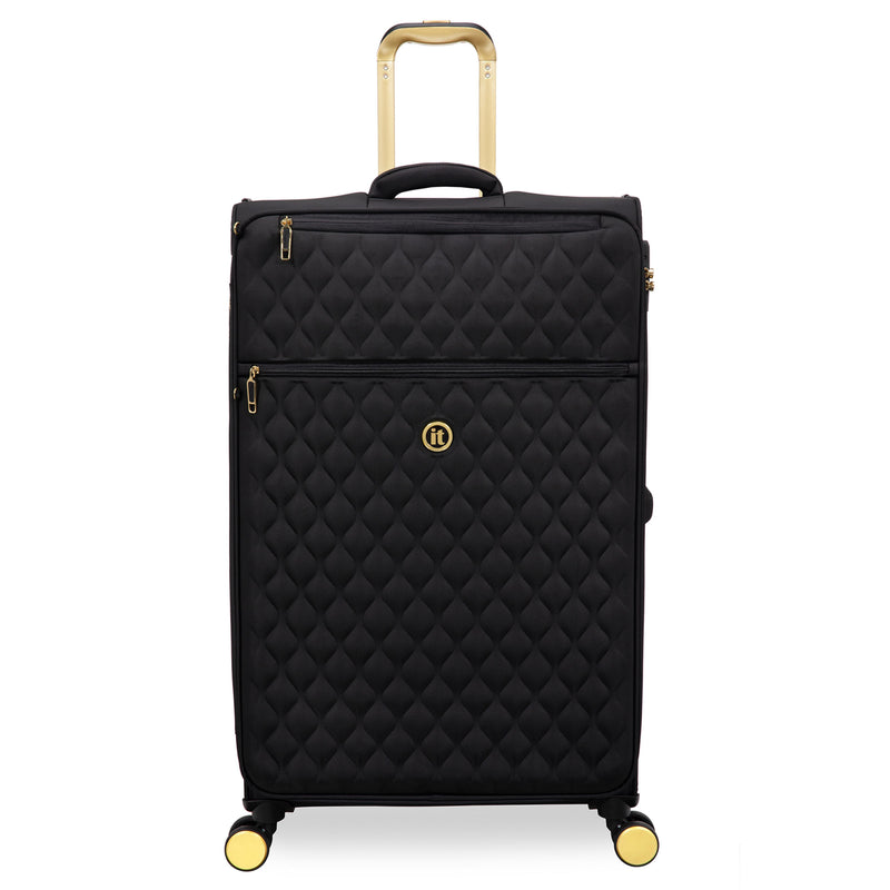 Glimmering 3 Piece Softside 8 Wheel Spinner Luggage Set (Black)