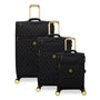 Glimmering 3 Piece Softside 8 Wheel Spinner Luggage Set (Black)
