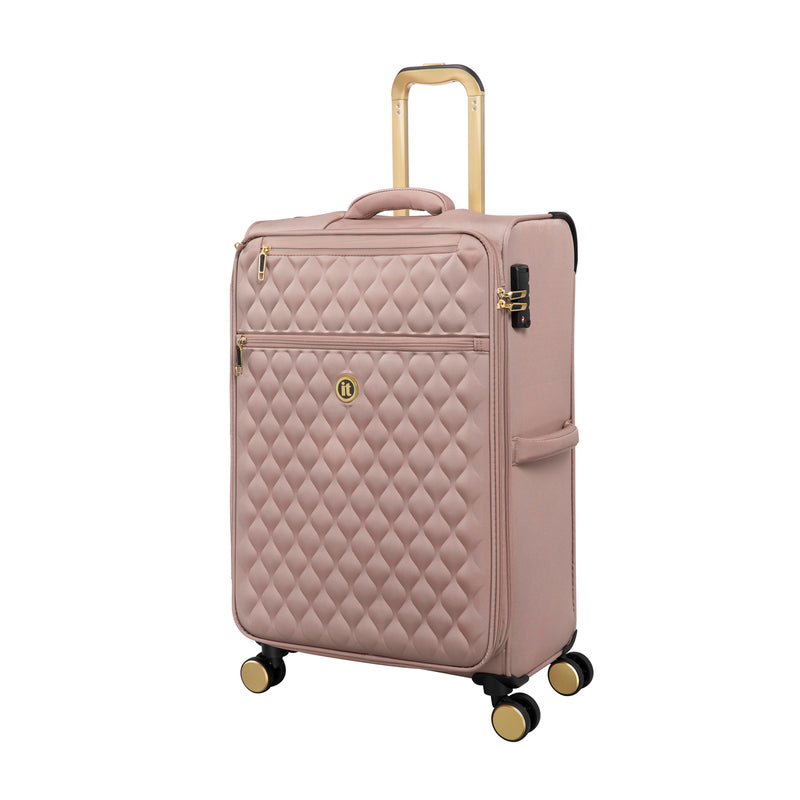 Glimmering 3 Piece Softside 8 Wheel Spinner Luggage Set (Mink Gold)