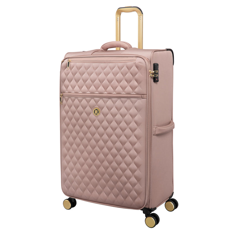 Glimmering 3 Piece Softside 8 Wheel Spinner Luggage Set (Mink Gold)
