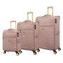 Glimmering 3 Piece Softside 8 Wheel Spinner Luggage Set (Mink Gold)