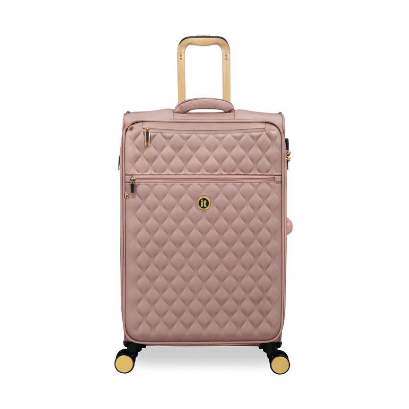 Glimmering 3 Piece Softside 8 Wheel Spinner Luggage Set (Mink Gold)