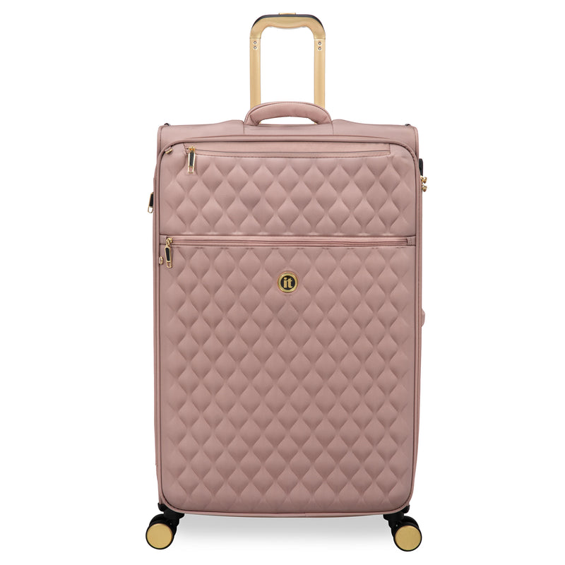 Glimmering 3 Piece Softside 8 Wheel Spinner Luggage Set (Mink Gold)