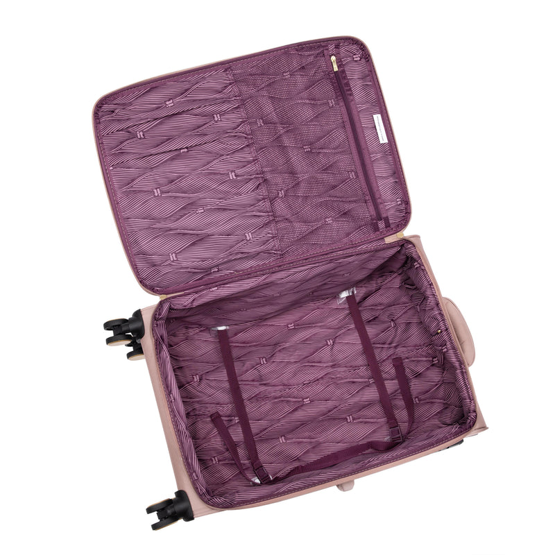 Glimmering 3 Piece Softside 8 Wheel Spinner Luggage Set (Mink Gold)