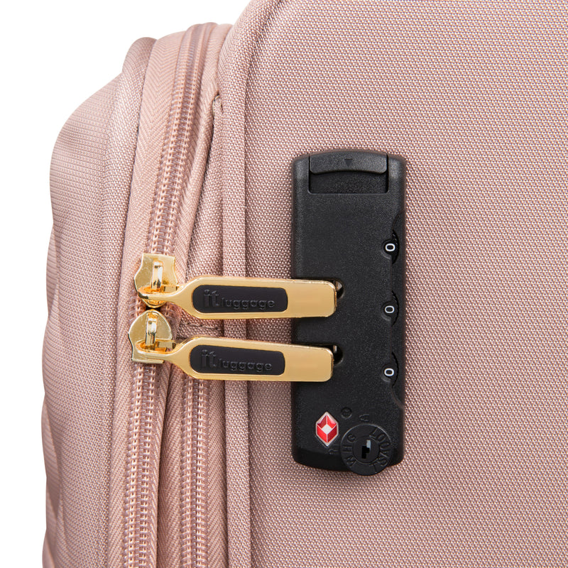 Glimmering 22" Softside Carry-On 8 Wheel Spinner (Mink Gold)