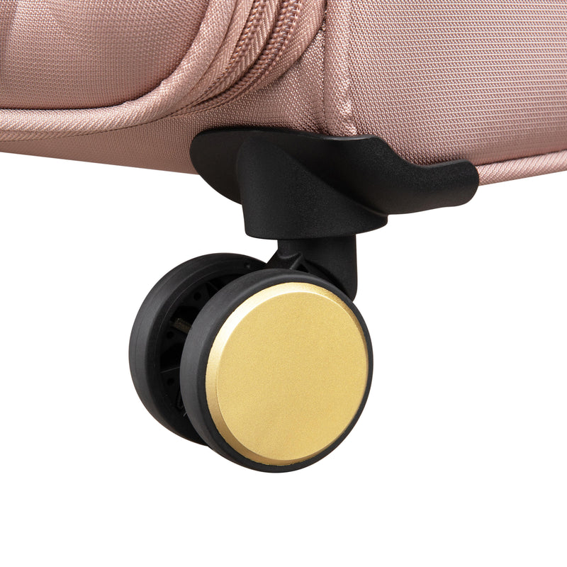 Glimmering 3 Piece Softside 8 Wheel Spinner Luggage Set (Mink Gold)