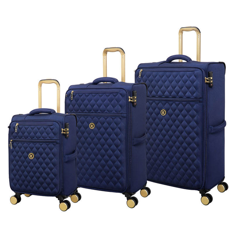 Glimmering 3 Piece Softside 8 Wheel Spinner Luggage Set (Ocean Cavern)