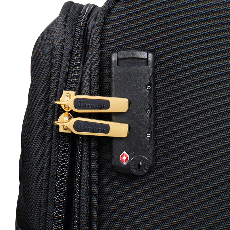 Glimmering 22" Softside Carry-On 8 Wheel Spinner (Black)