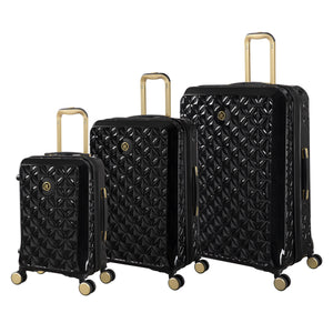 Florita 3 Piece Hardside 8 Wheel Expandable Spinner Set (Black)