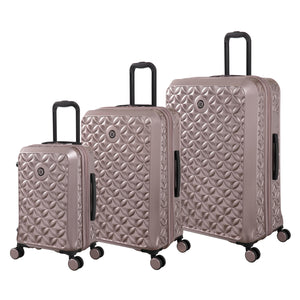 Florita 3 Piece Hardside 8 Wheel Expandable Spinner Set (Champagne Pink)
