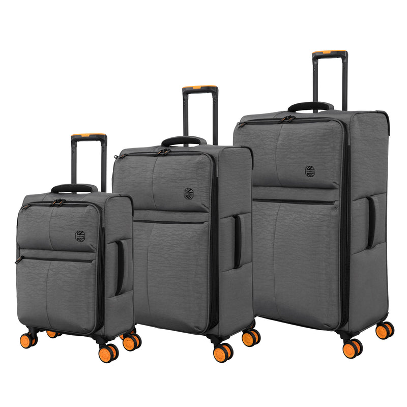 BRITBAG Sandbank 3 Piece Softside 8 Wheel Expandable Spinner Set (Charcoal)