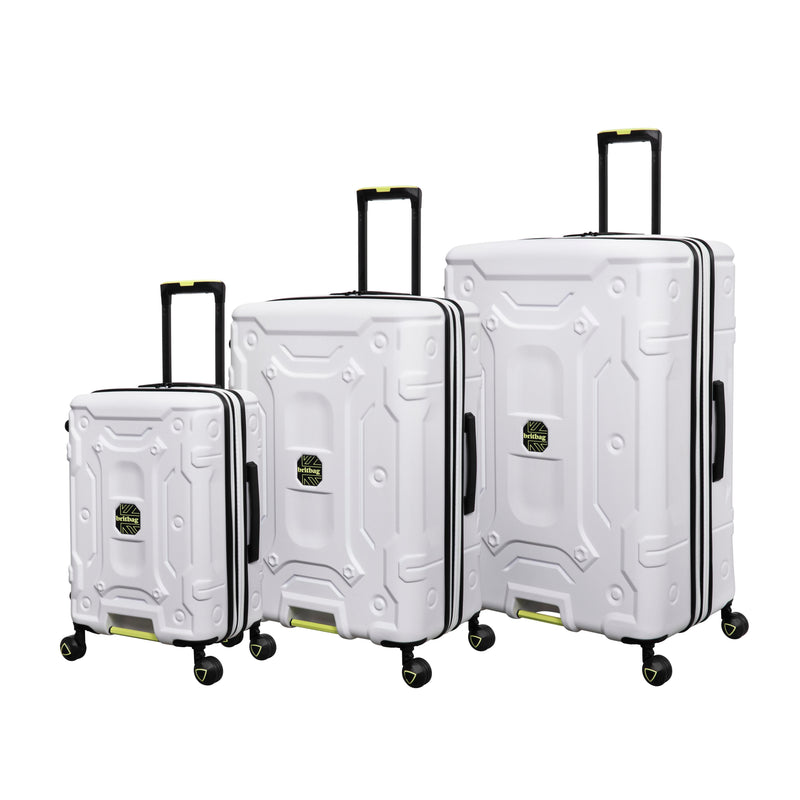 BRITBAG Tikal 3 Piece Hardside 8 Wheel Expandable Spinner Set (White)