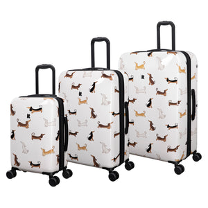 Sheen 3 Piece Hardside 8 Wheel Expandable Spinner Set (Cream Mini Dachshunds)