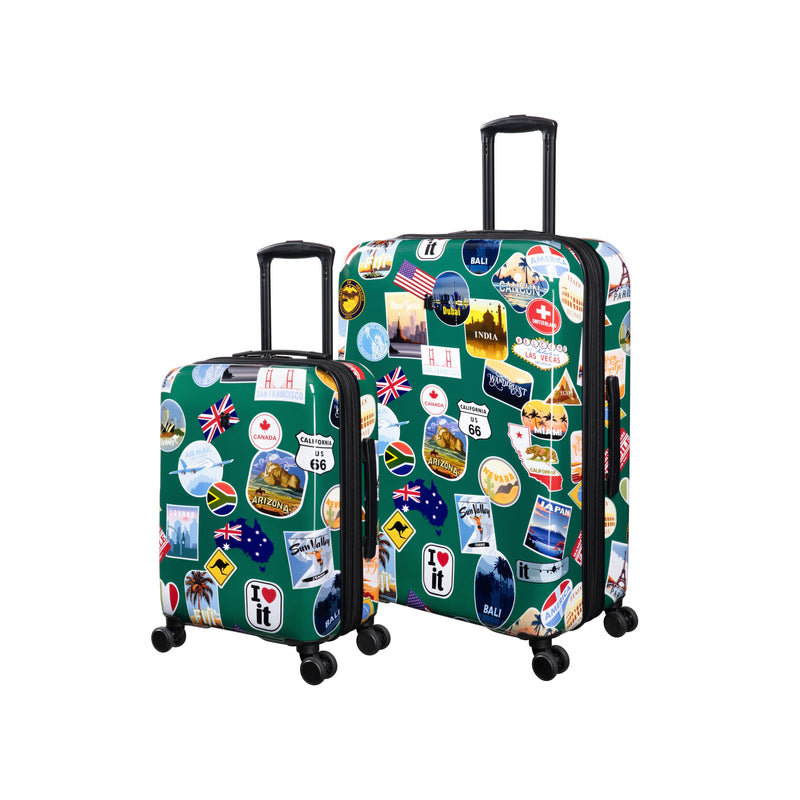Sheen 2 Piece Hardside 8 Wheel Expandable Spinner Set (Travel Stickers)