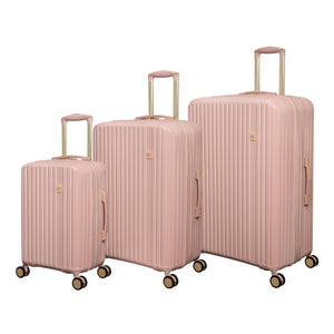 Luxuriant 3 Piece Hardside 8 Wheel Expandable Spinner Set (Rose Sand)
