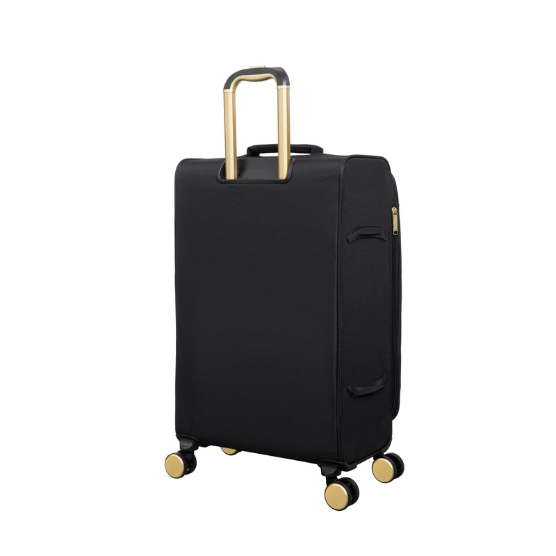 Flourished 3 Piece Softside 8 Wheel Spinner Luggage Set (Black)