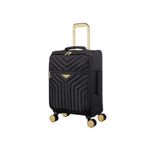 Flourished 3 Piece Softside 8 Wheel Spinner Luggage Set (Black)