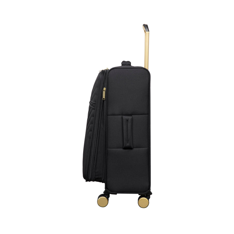 Flourished 3 Piece Softside 8 Wheel Spinner Luggage Set (Black)