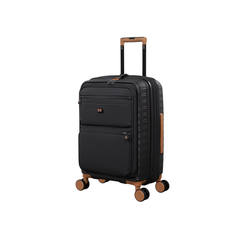 Continuous 4 Piece Hardside Expandable 8 Wheel Spinner Luggage Set with Soft-Pocket Carry-On (Black)