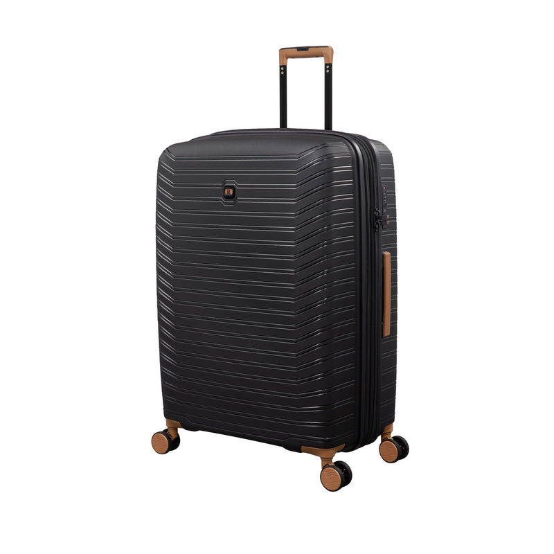 Continuous 4 Piece Hardside Expandable 8 Wheel Spinner Luggage Set with Hard-Pocket Carry-On (Black)