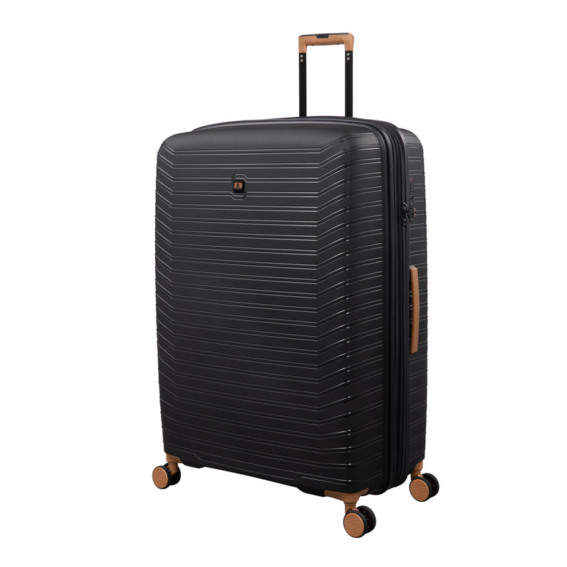 Continuous 4 Piece Hardside Expandable 8 Wheel Spinner Luggage Set with Soft-Pocket Carry-On (Black)